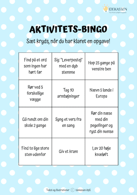 Aktivitets-Bingo på Idekassen