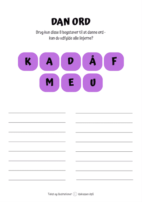 Dan ord 5 - Opgavekassen