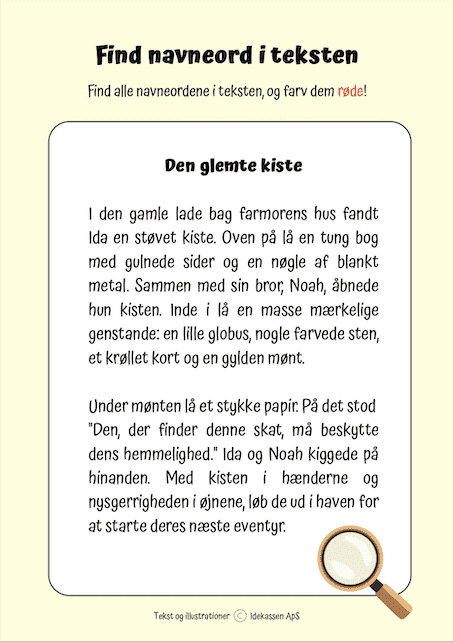 Find navneord i teksten - Opgavekassen