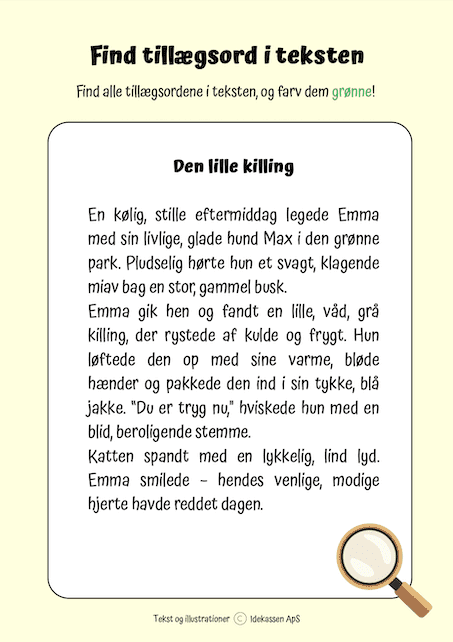 Find tillægsord - Opgavekassen