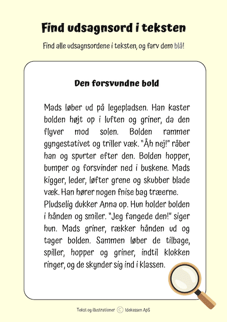 Find udsagnsord - Opgavekassen