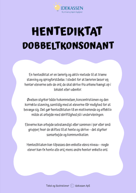 Hentediktat dobbeltkonsonant - Opgavekassen