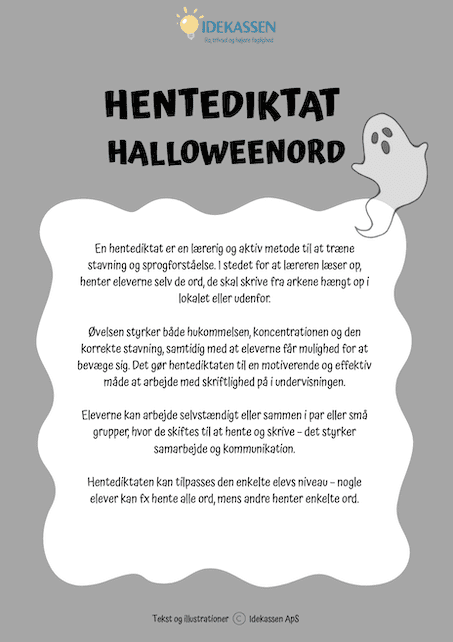 Hentediktat Halloweenord- Opgavekassen