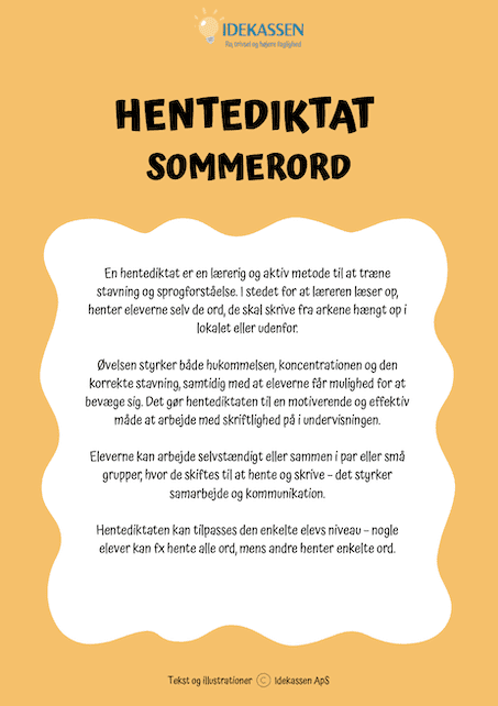 Hentediktat sommerord - Opgavekassen