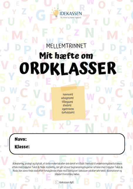 Mit hæfte om ordklasser - Opgavekassen