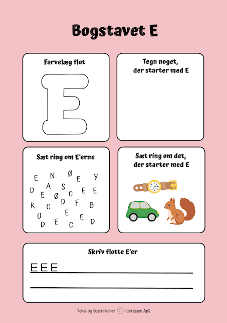 E - Bogstaver på Idekassen
