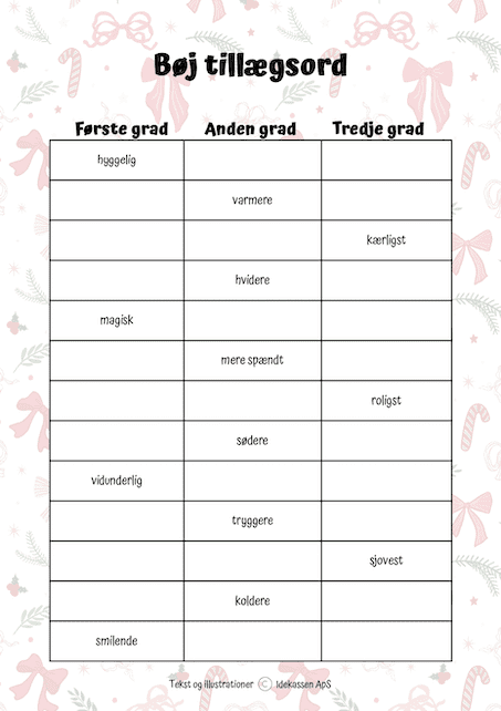 Bøj tillægsord i julen - Jul på Idekassen