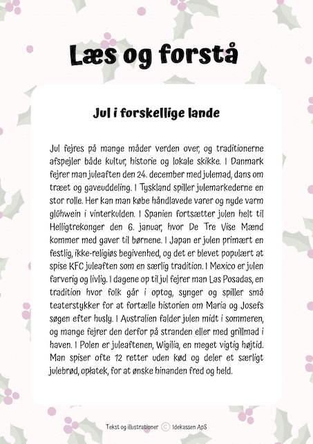 Læs og forstå i julen - Jul på Idekassen