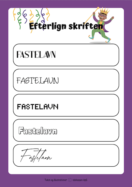 Efterlign skriften - Fastelavn på Idekassen.dk 