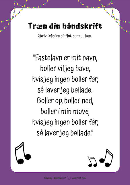 Træn din håndskrift - Fastelavn på Idekassen.dk