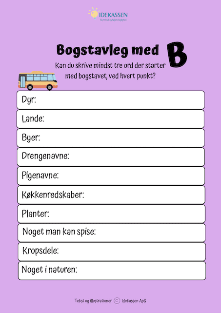 Bogstavleg med B - Idekassen