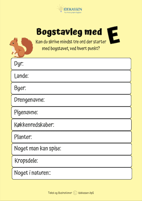 Bogstavleg med E - Idekassen