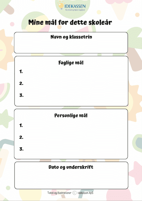 Mine mål for dette skoleår - Idekassen