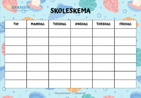 Skoleskema - blåt - Idekassen