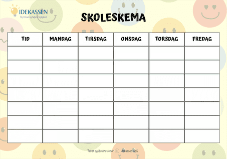 Skoleskema - gult - Idekassen